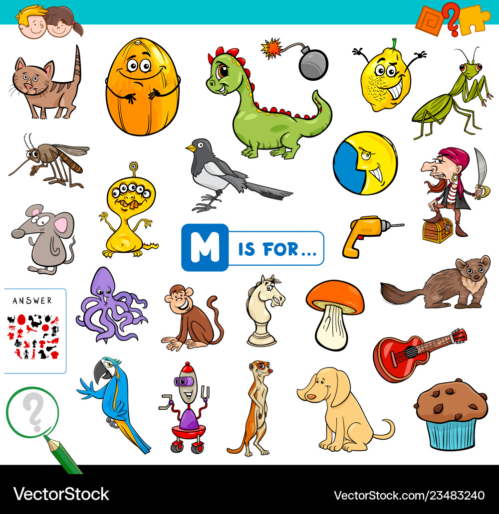 M is for educational game children Royalty Free Vector Image