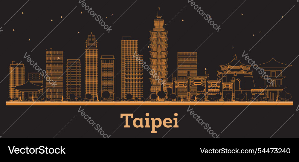 Outline taipei taiwan republic city skyline Outline taipei taiwan republic city skyline vektorbild