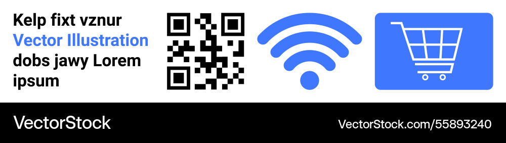 Qr code wireless signal and shopping cart icon Qr code wireless signal and shopping cart icon vector image