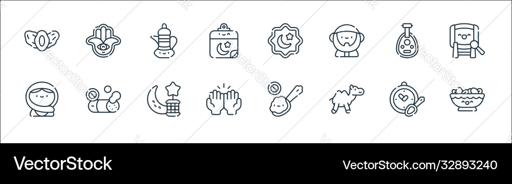 Ramadan line icons linear set quality Ramadan line icons linear set quality vector image
