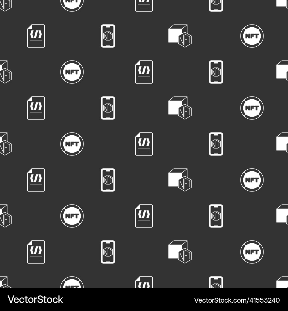 Set nft digital crypto art binary code and mobile vector image