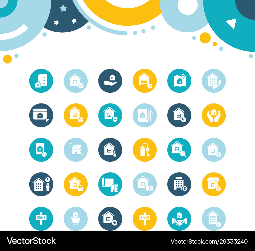 Set simple icons real estate vector image