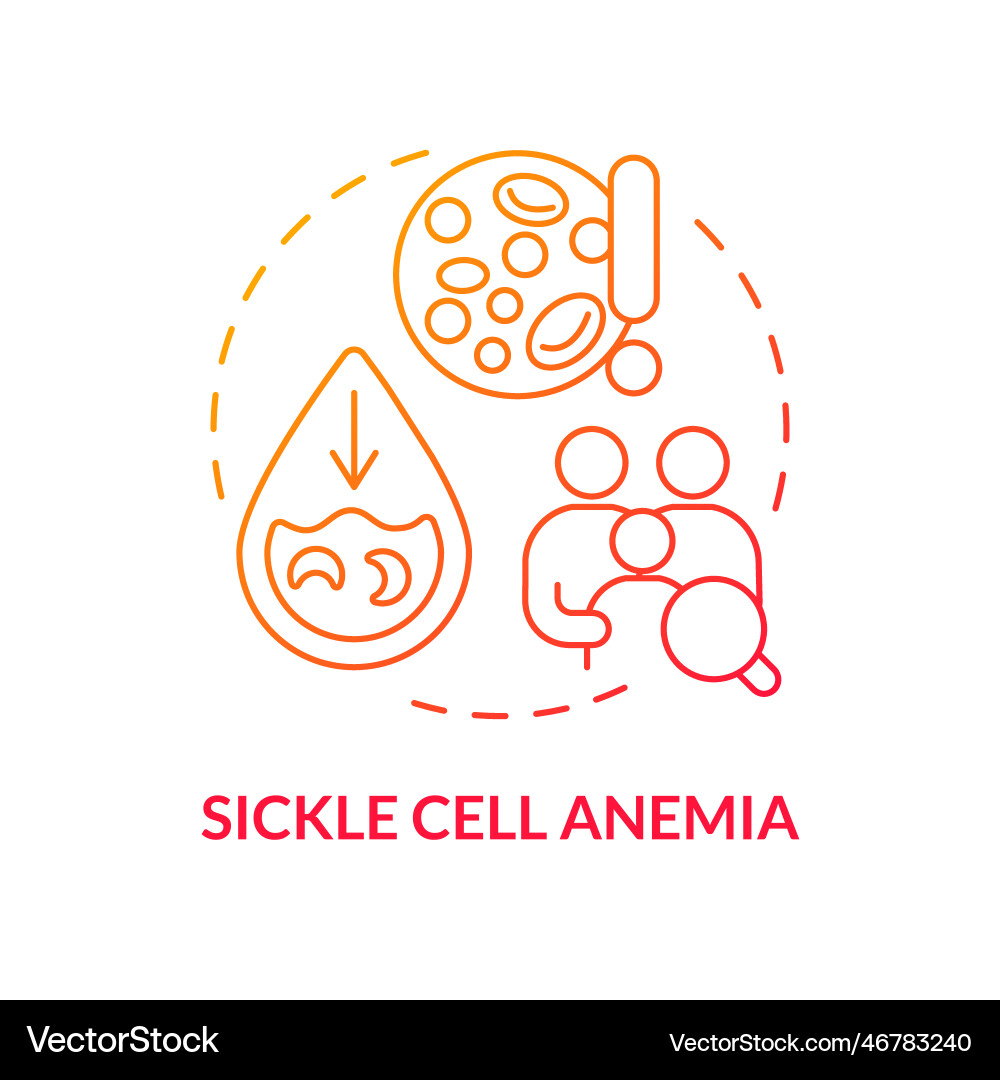 Sickle cell anemia red gradient concept icon – Royalty-Free Vector |  VectorStock, image size:1000x1080