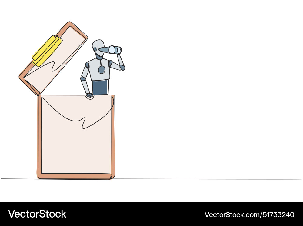 Single continuous line drawing a smart robot Single continuous line drawing a smart robot vector image