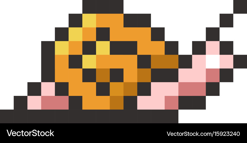 Snail pixel cartoon retro game style Vector Image