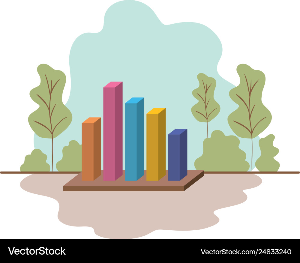 Statistic bar with landscape isolated icon Vector Image