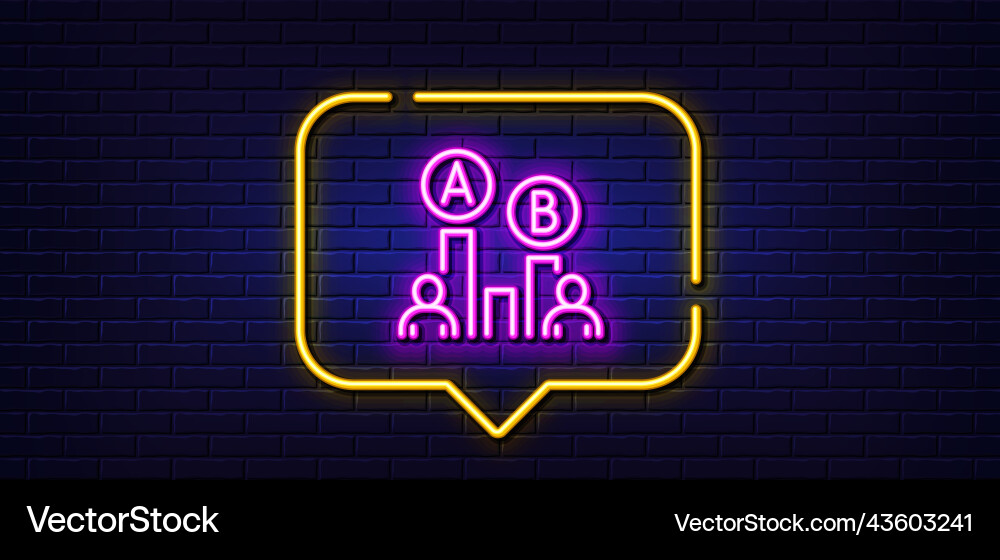 Ab testing line icon ui test chart sign neon Ab testing line icon ui test chart sign neon vector image