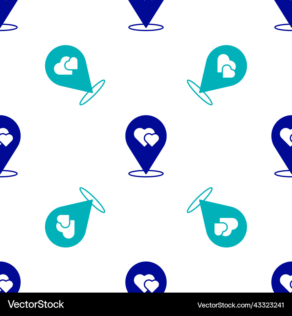 Blue map pointer with heart icon isolated seamless Blue map pointer with heart icon isolated seamless vector image