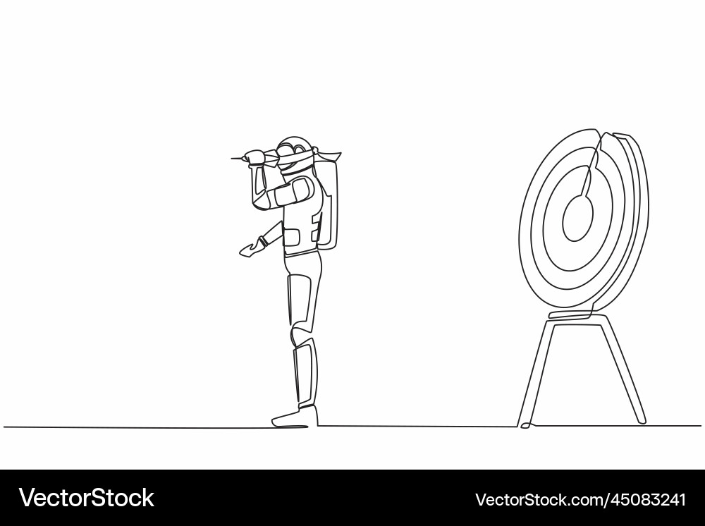 Continuous one line drawing young astronaut using Continuous one line drawing young astronaut using vector image