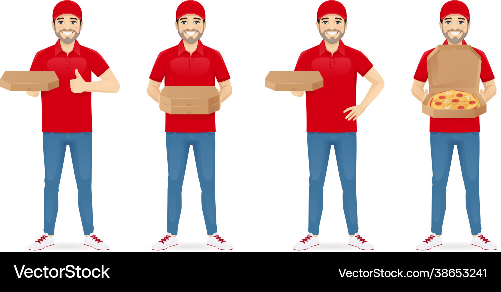 Delivery pizza man vector image