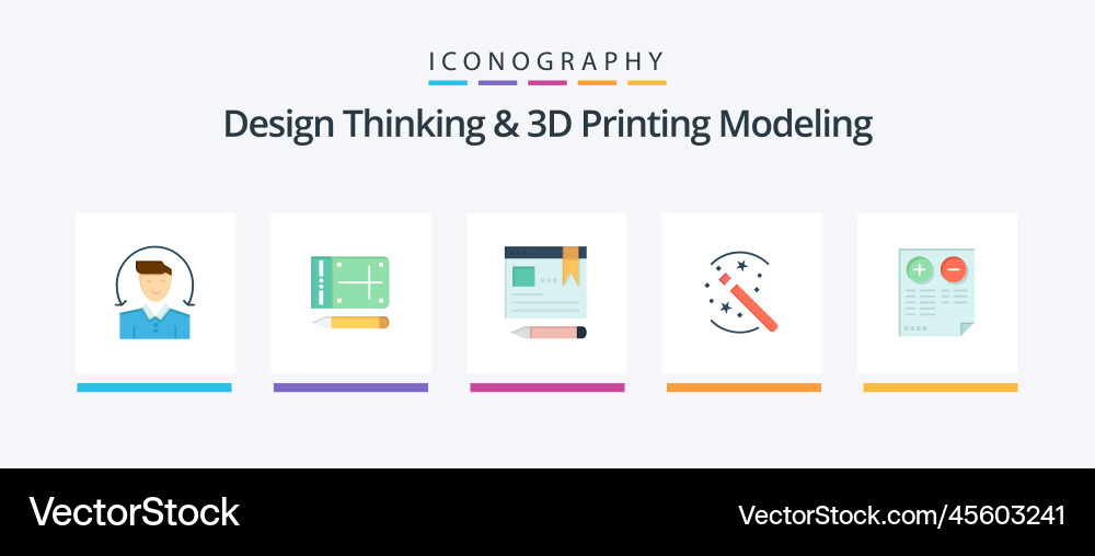 Design thinking and d printing modeling flat 5 vector image