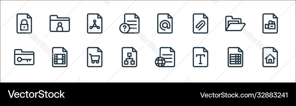 Document and files line icons linear set quality Document and files line icons linear set quality Vector Image