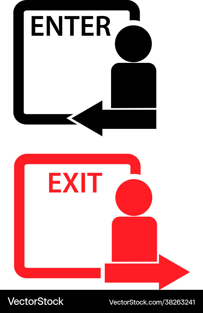 Exit and enter icons flat design vector image