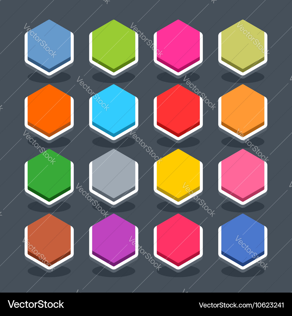 Flat blank web button hexagon icon with shadow vector image