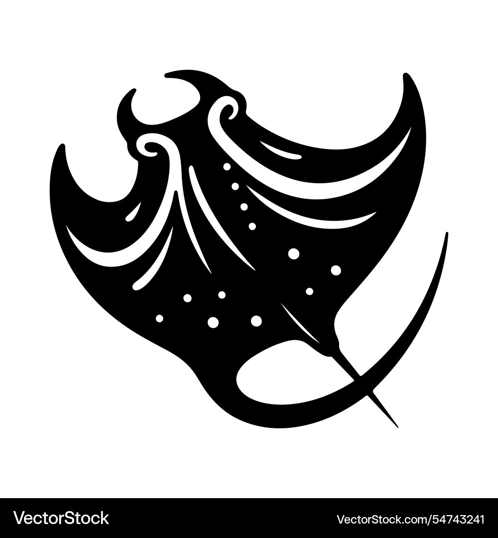 Giant manta ray silhouette high-quality ocean Vector Image