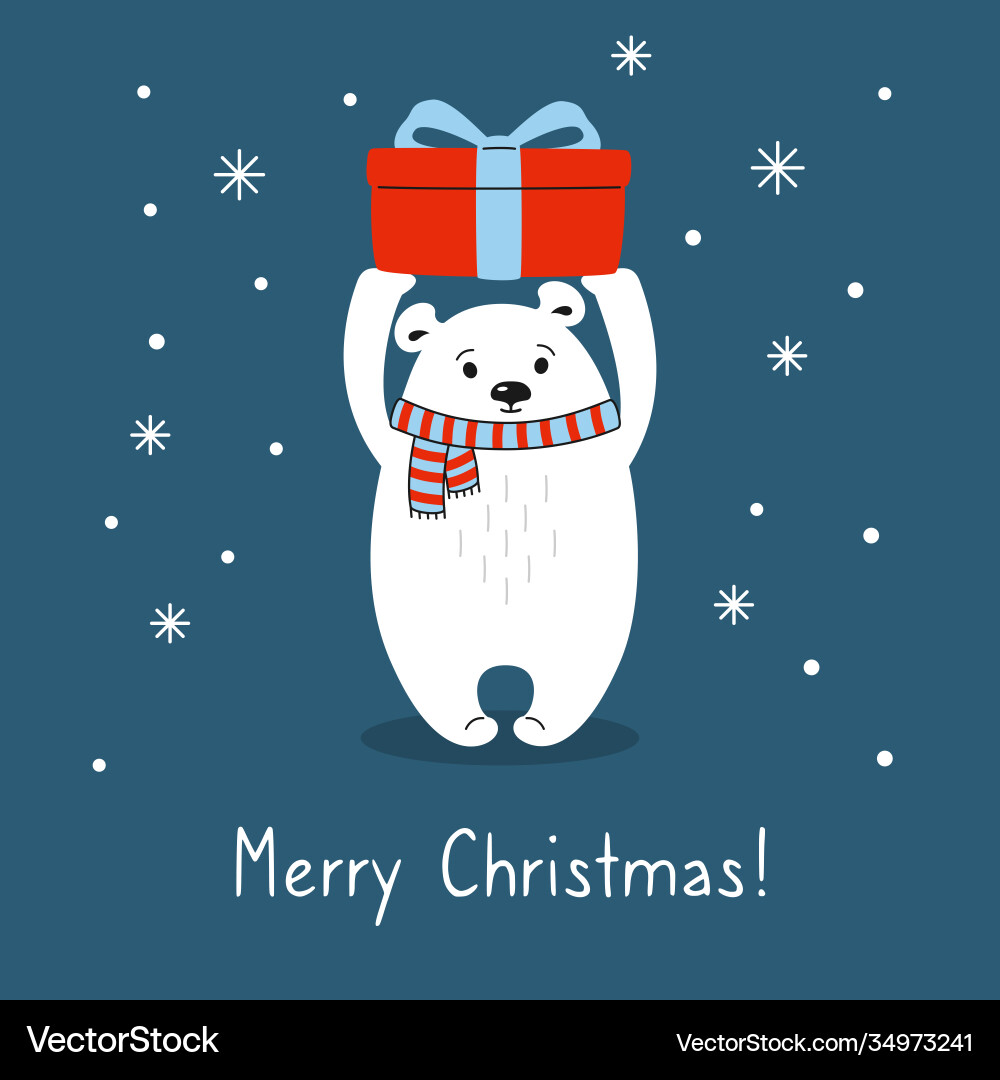 Gruß Weihnachtskarte Polar Bär Geschenkbox Gruß Weihnachtskarte Polar Bär Geschenkbox vektorbild