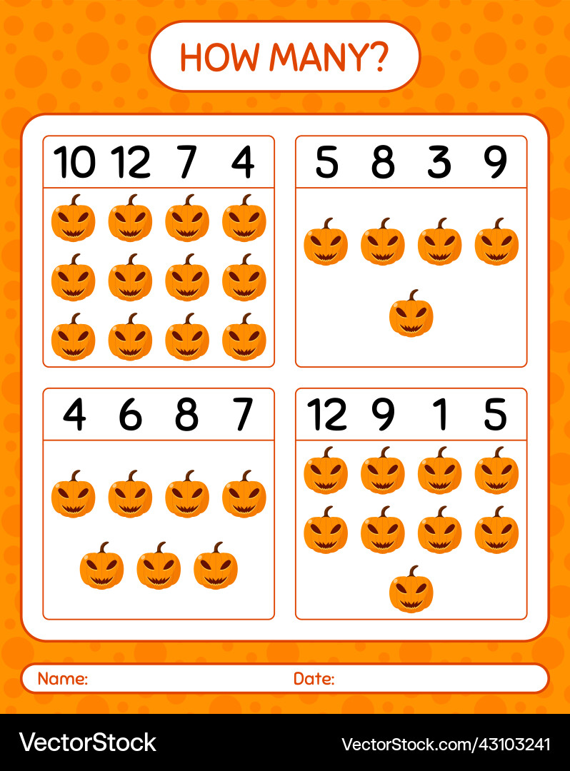 How many counting game with jack o lantern vector image