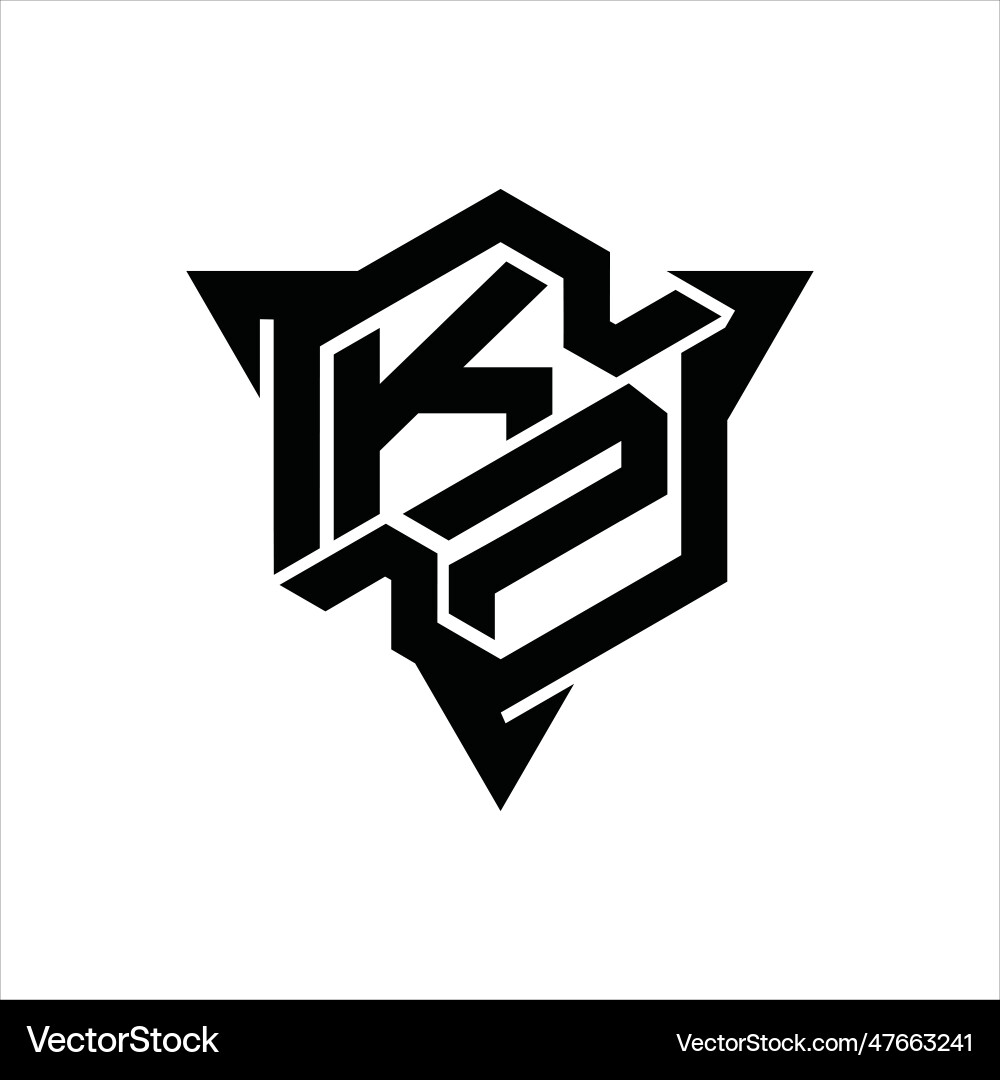 Kp logo monogram hexagon shape with triangle Kp logo monogram hexagon shape with triangle Vector Image