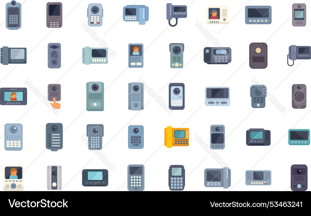 Large set of modern intercom icons showing Large set of modern intercom icons showing Vector Image