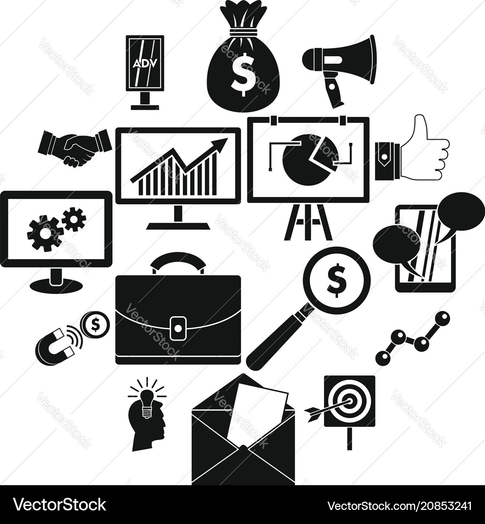 Marketing items icons set simple style vector image