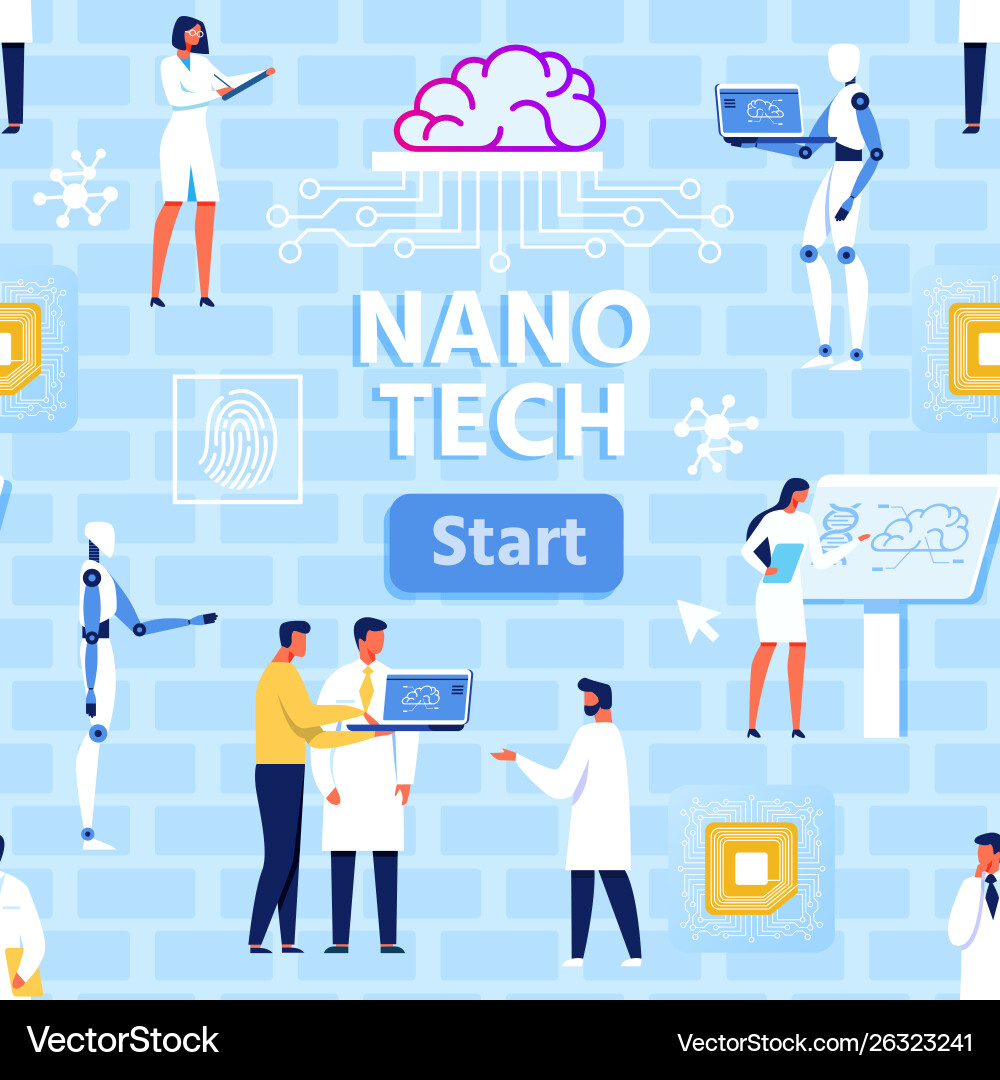 Nano tech lab and scientists seamless pattern Vector Image