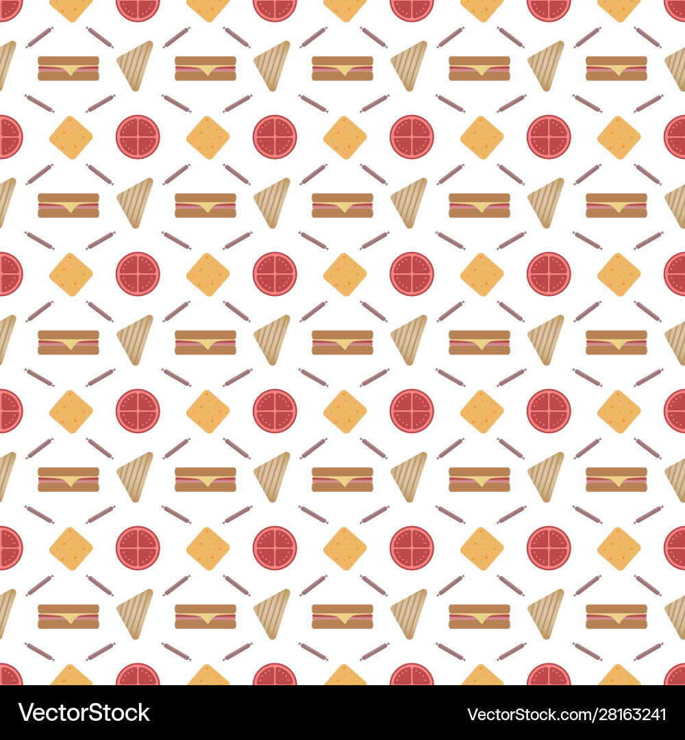 Seamless pattern with sandwich attributes Vector Image