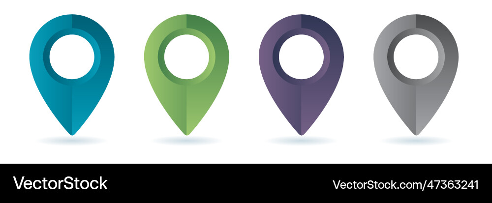 Set color maping pin location 3d icons vector image