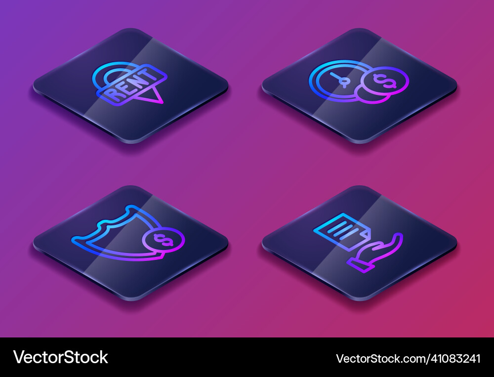 Set isometric line location key shield Set isometric line location key shield vector image
