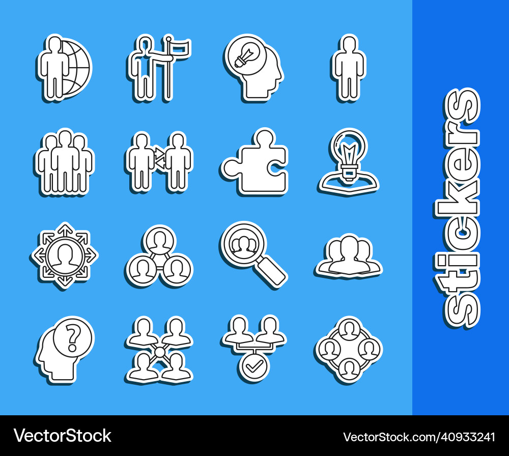 Set line project team base users group human Vector Image