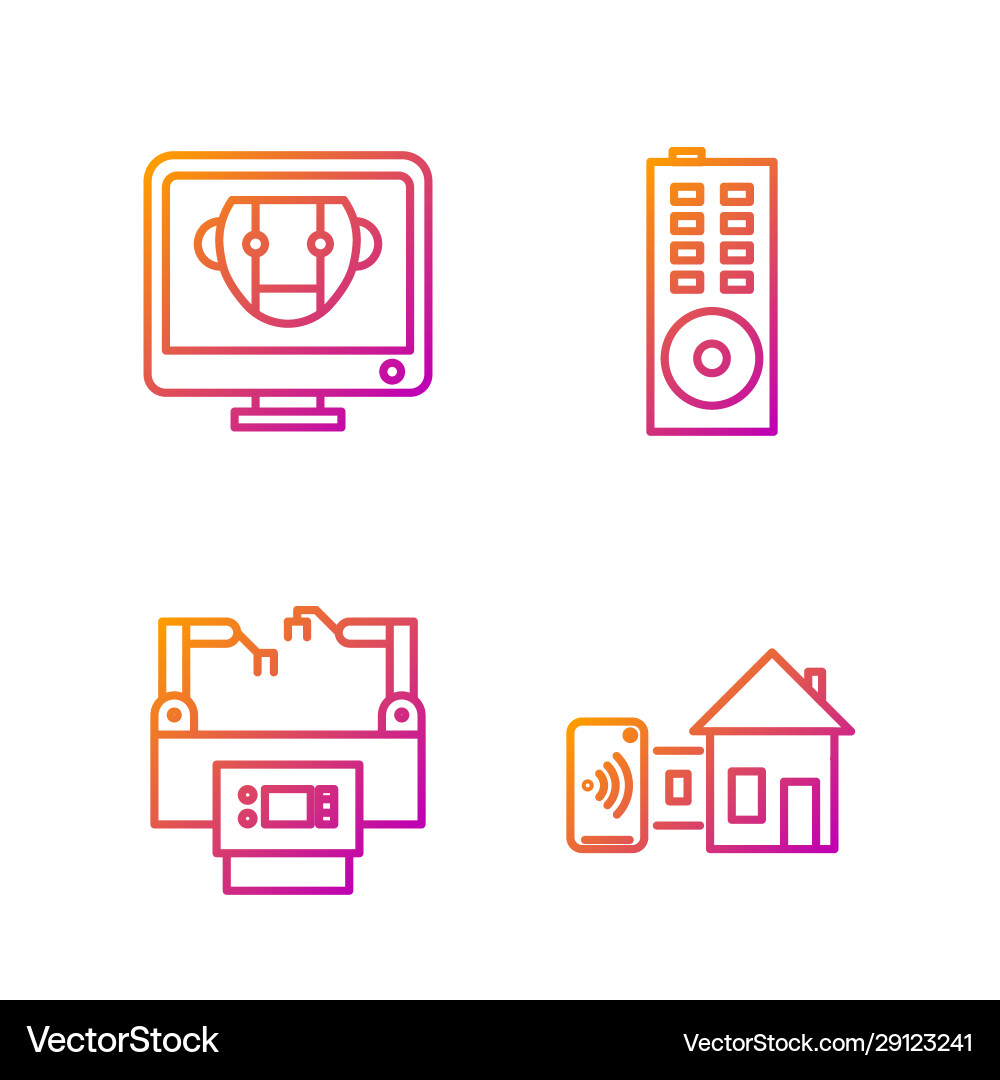 Set line smart home assembly bot and remote Set line smart home assembly bot and remote vector image
