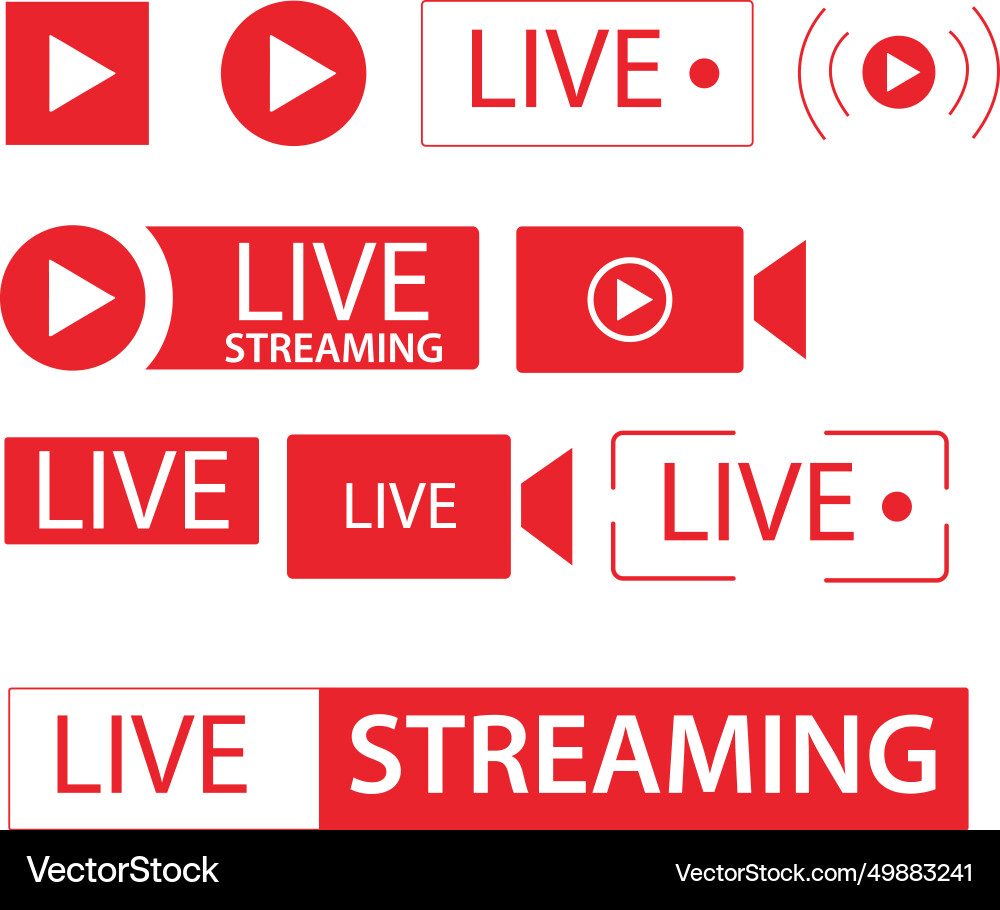 Set of live streaming icons button Vector Image