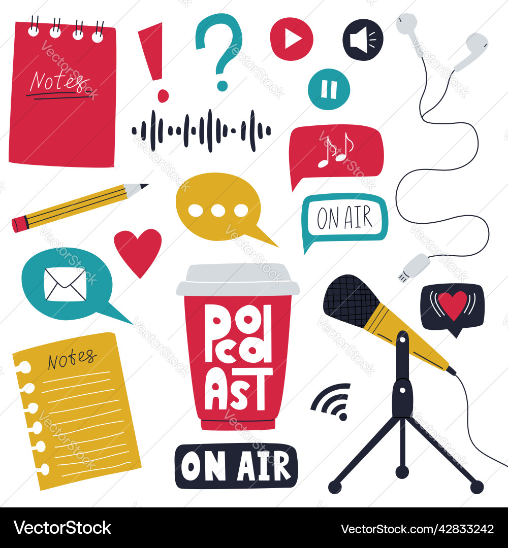 A set of elements symbolizing listening A set of elements symbolizing listening vector image