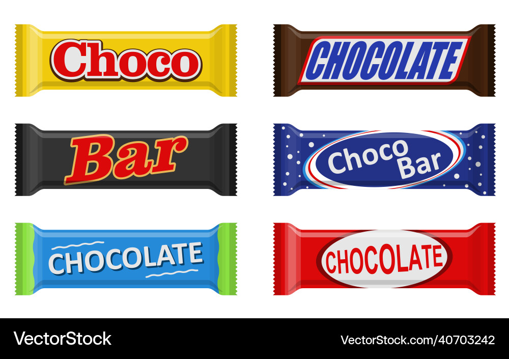 Chocolate bar of candy set isolated on white Chocolate bar of candy set isolated on white vector image