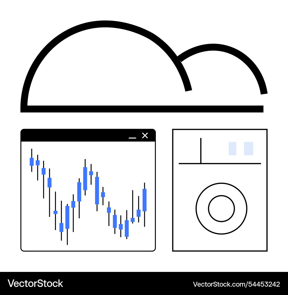 Cloud computing concept with stock market graph Cloud computing concept with stock market graph vector image