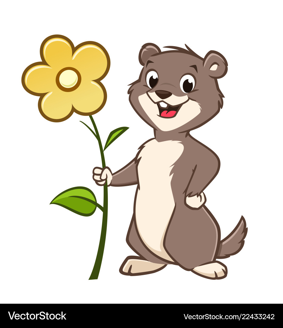 Cute Gopher with Flower vector image