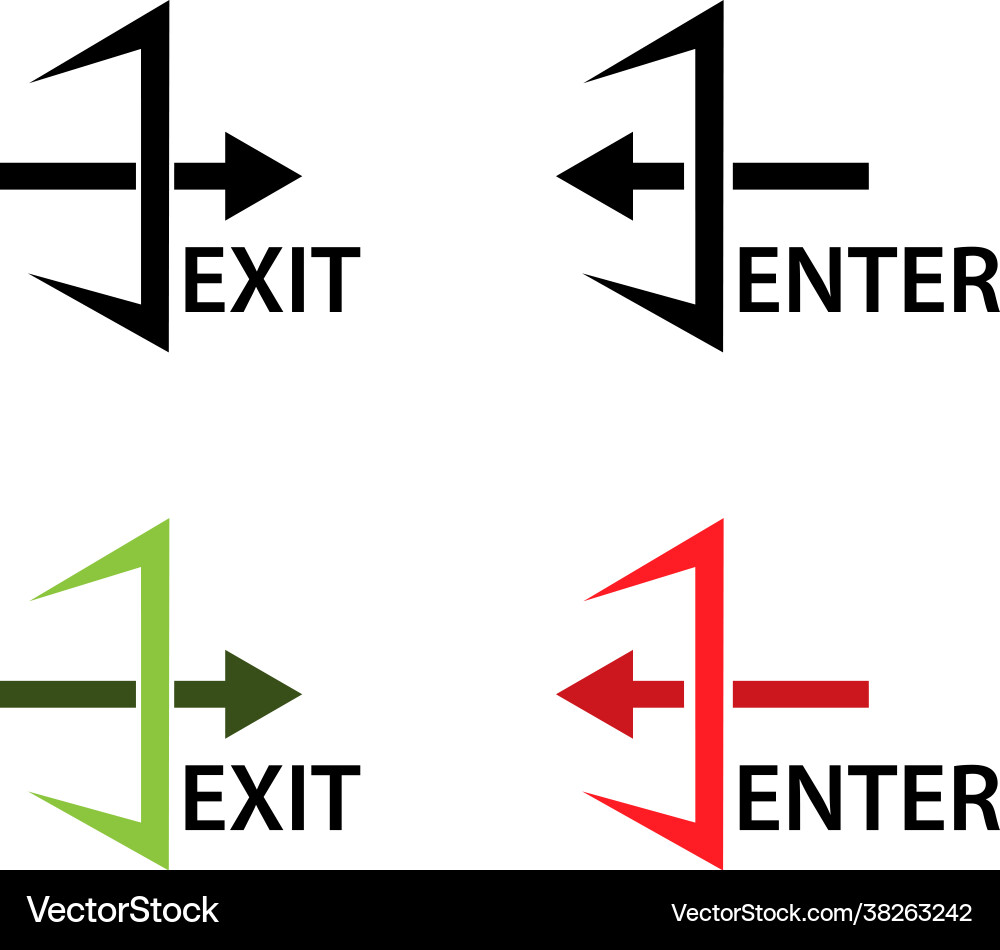 Exit and enter icons flat design Vector Image