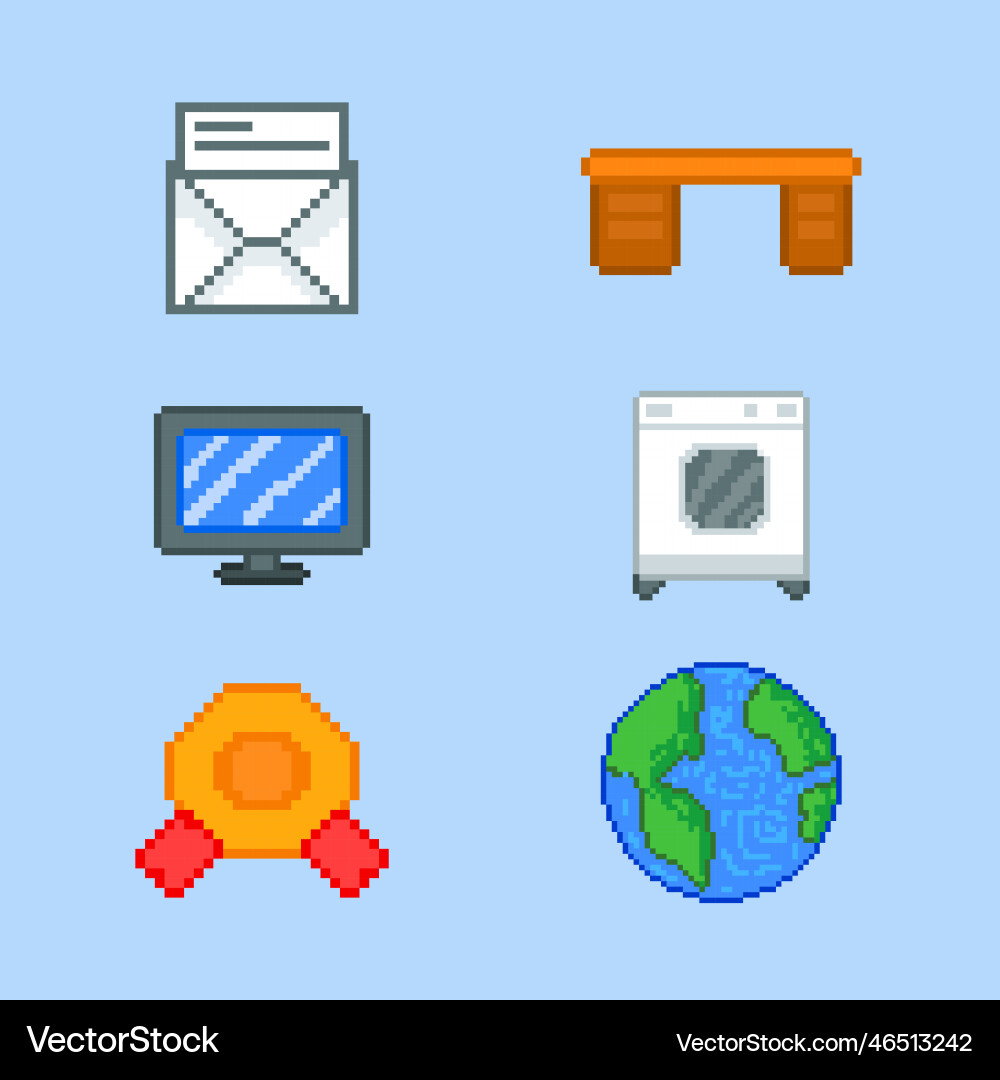 Flat design pixel art element set Flat design pixel art element set vector image