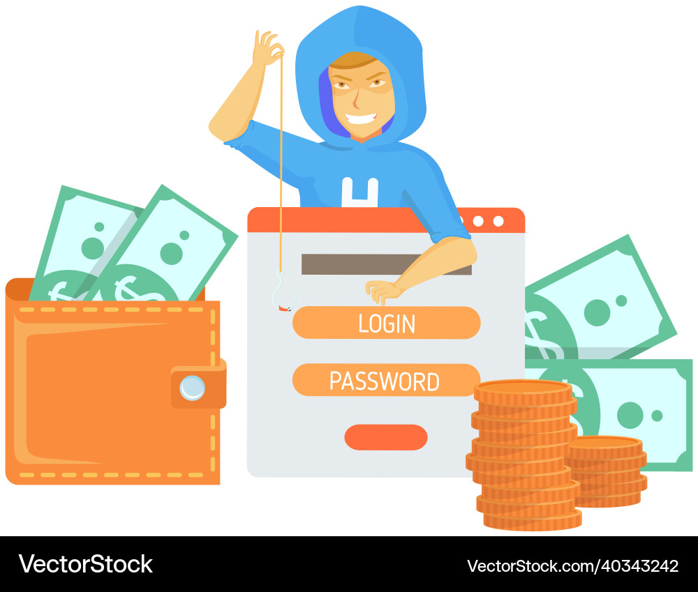 Hacker attack breaks into computer cyber vector image