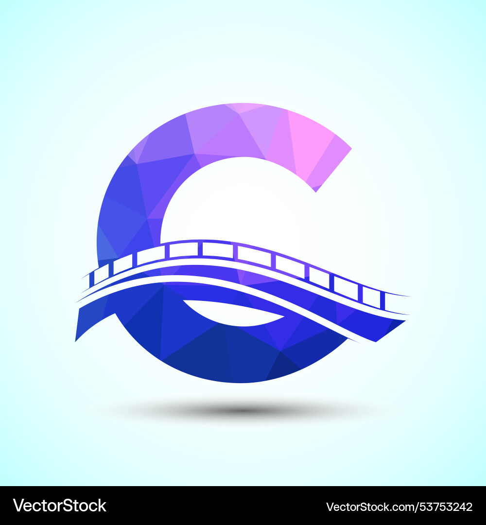 Initial alphabet c with bridge sign abstract Initial alphabet c with bridge sign abstract Vector Image