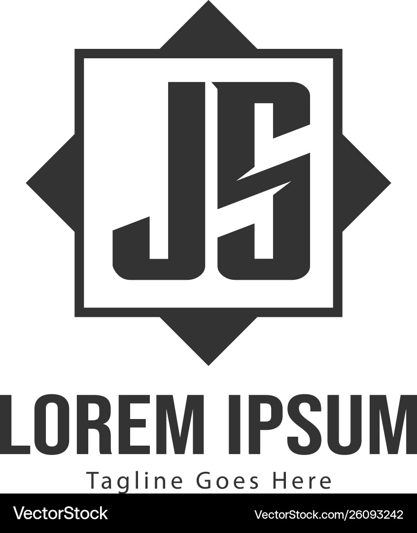 Initial js logo template with modern frame Vector Image