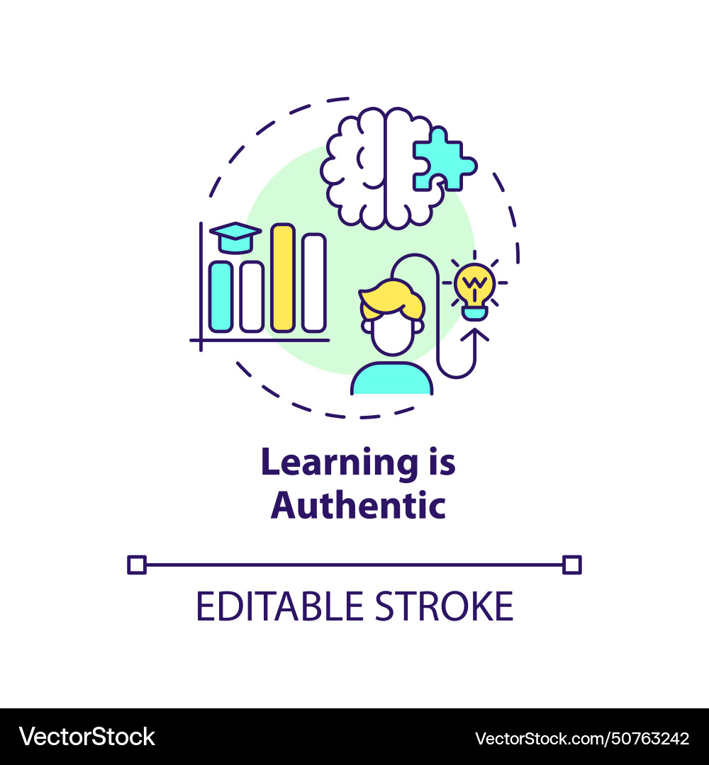 Learning is authentic multi color concept icon Learning is authentic multi color concept icon Vector Image