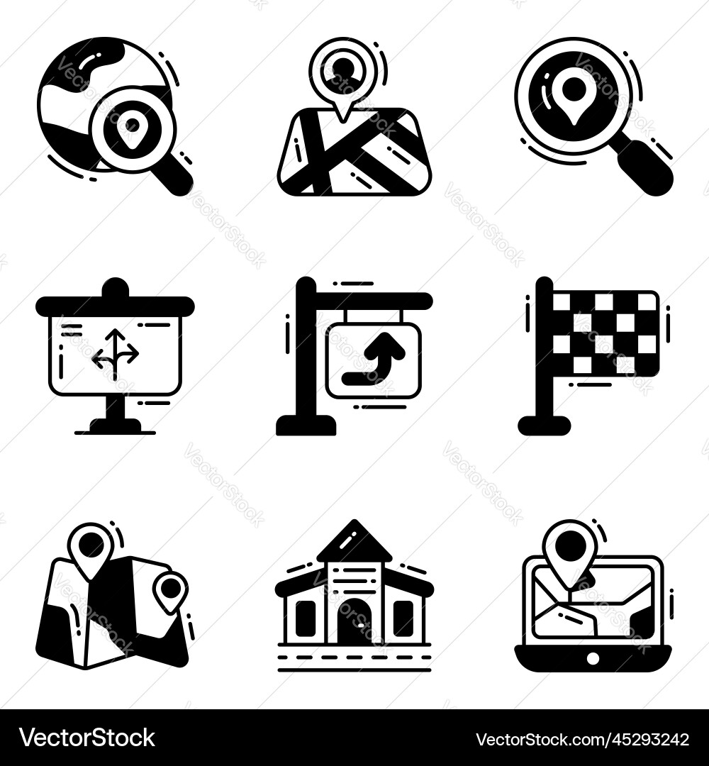 Map and location marker icon set of road traffic Vector Image