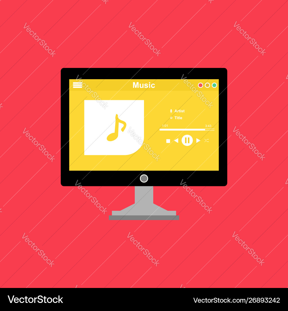 Media player application app template with flat Media player application app template with flat vector image