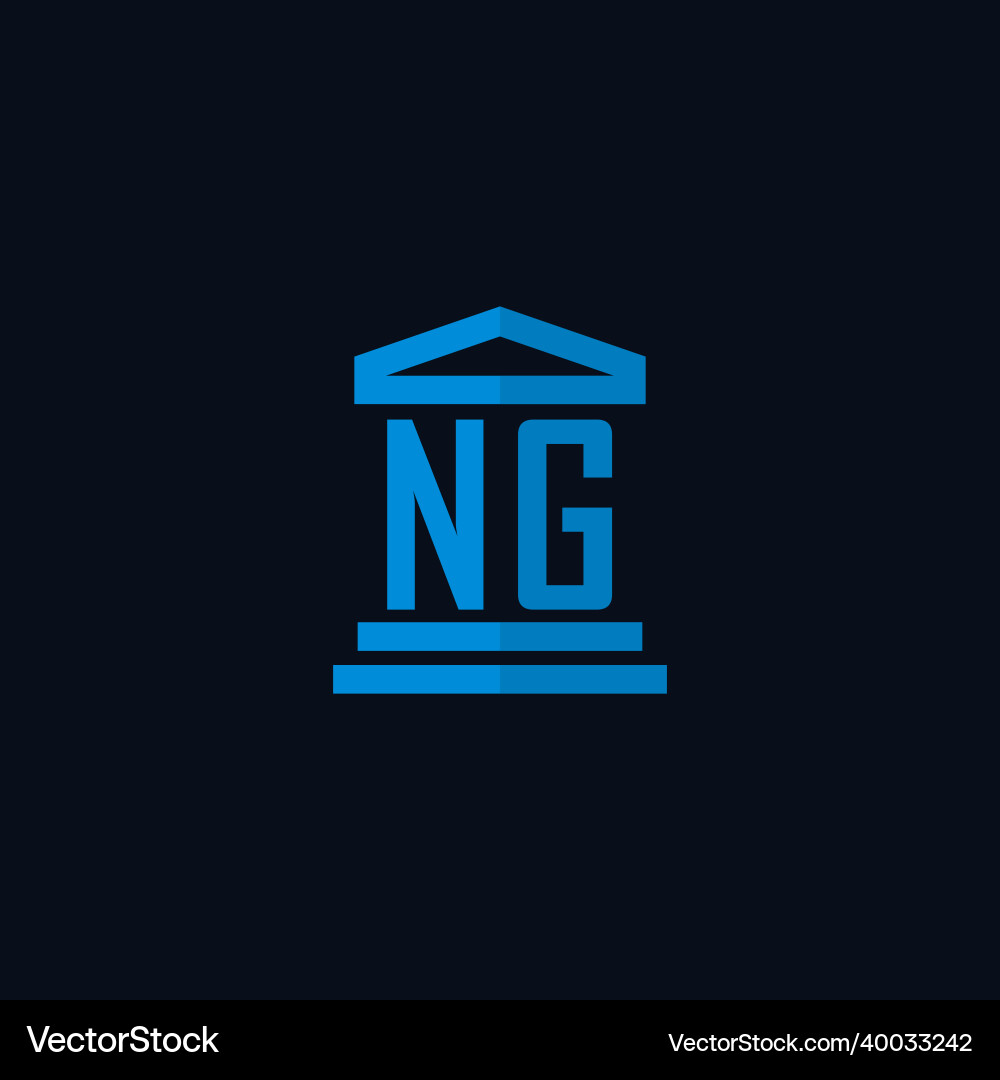 Ng initial logo monogram with simple courthouse Ng initial logo monogram with simple courthouse Vector Image