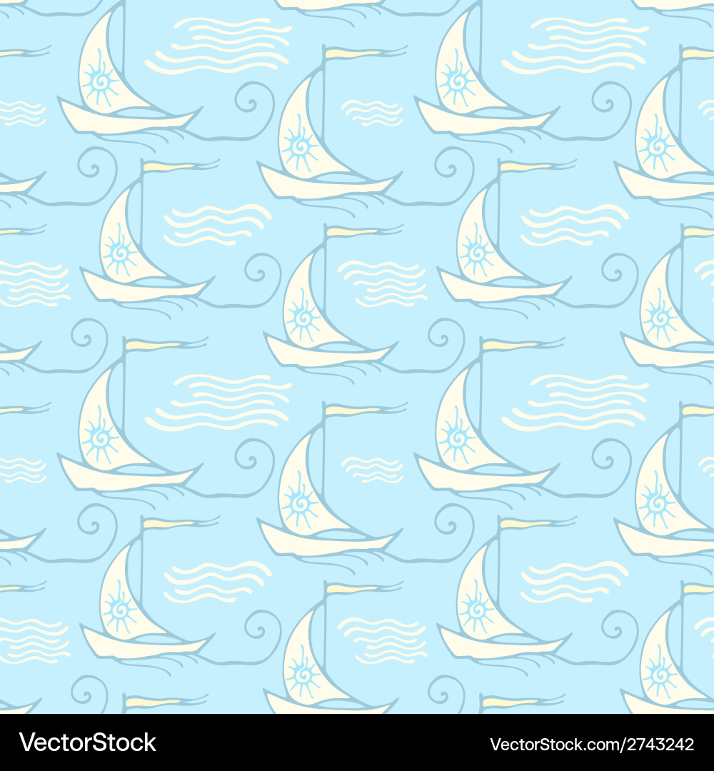 Seamless pattern with decorative retro sailing vector image