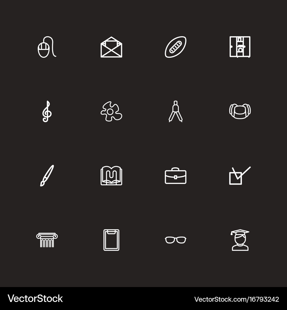 Set of 16 editable teach outline icons includes vector image