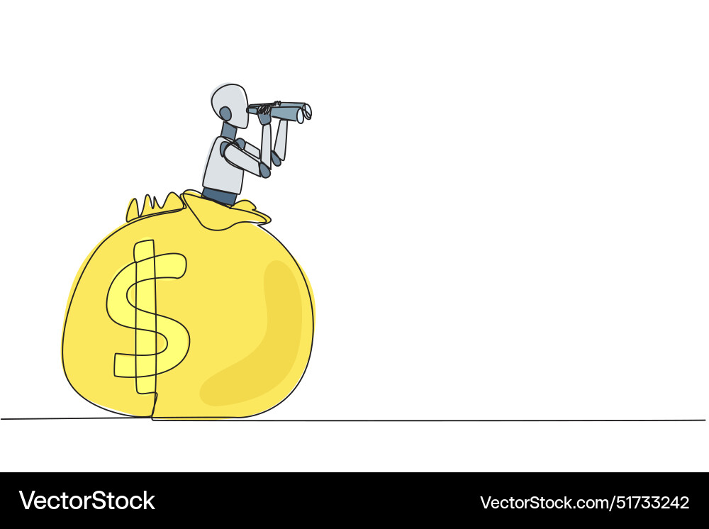 Single continuous line drawing a smart robot Single continuous line drawing a smart robot Vector Image