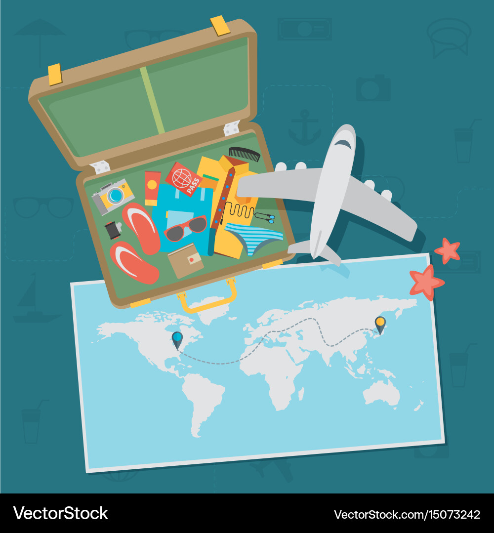 Travel Flat Background vector image