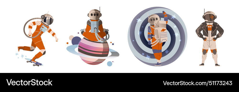 Astronaut and cosmonaut character in spacesuit Astronaut and cosmonaut character in spacesuit vector image