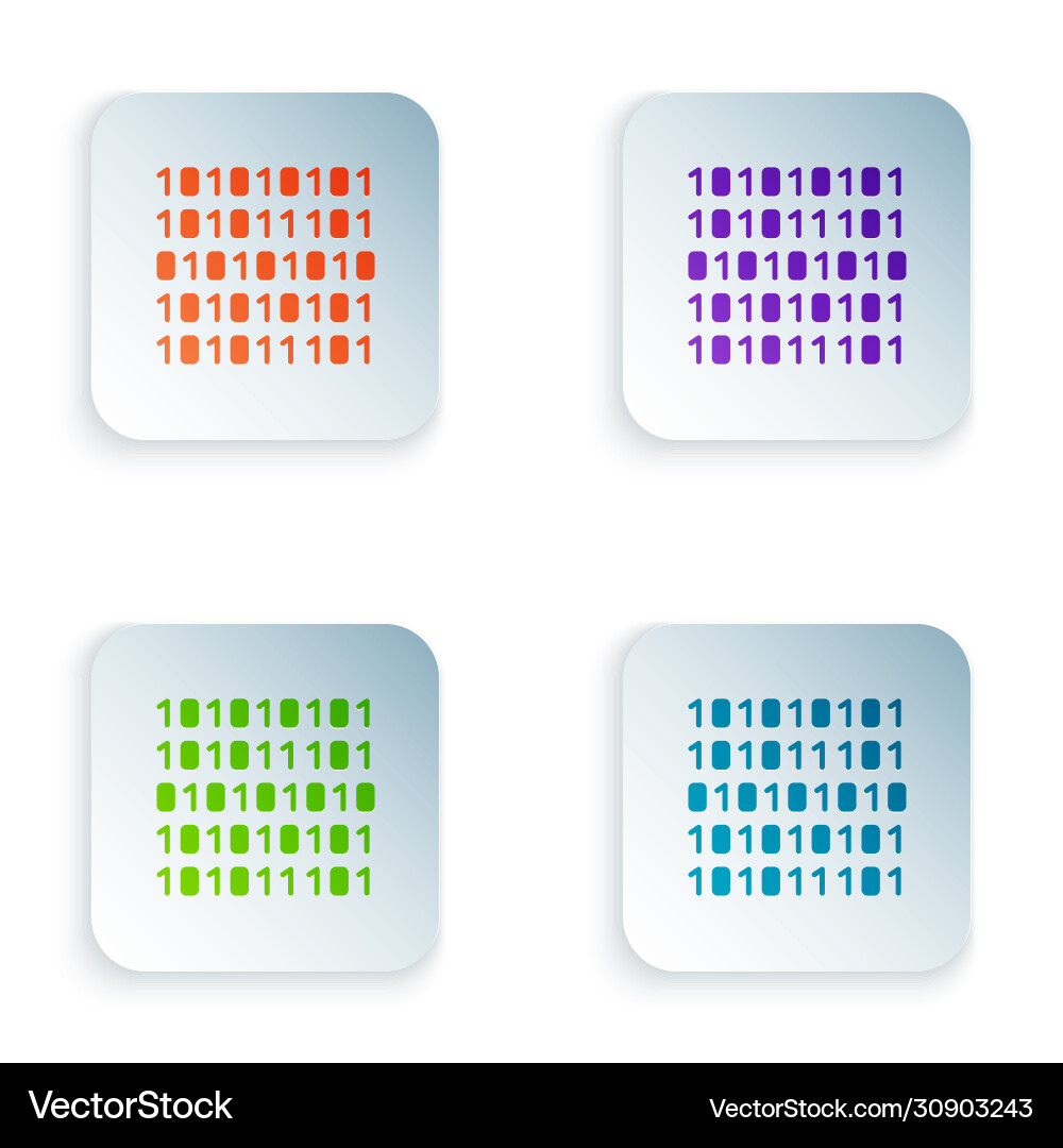 Color binary code icon isolated on white Color binary code icon isolated on white vector image